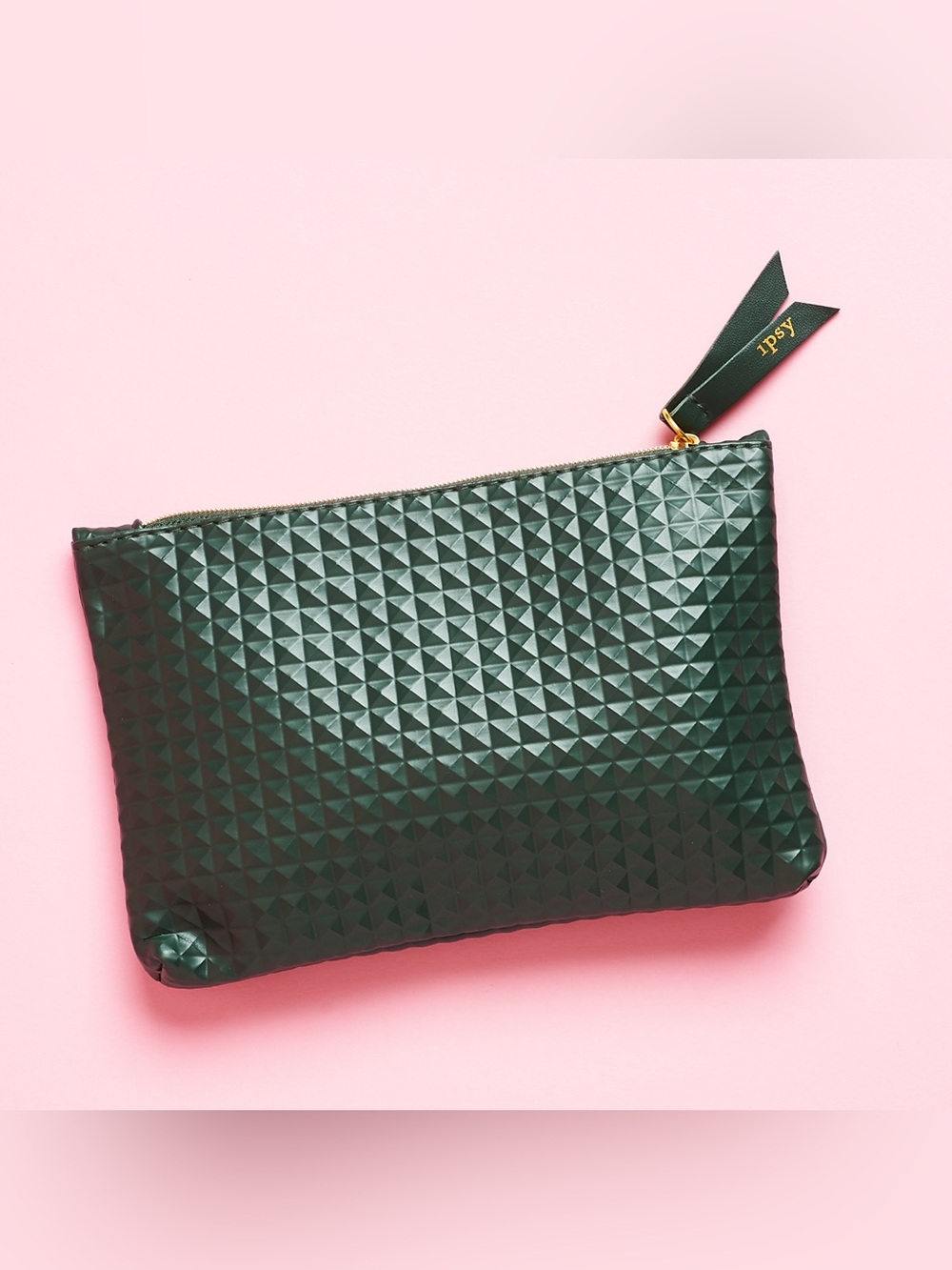 Ipsy Geometric Textured Makeup Bag Cosmetic Pouch Travel Organizer Like New